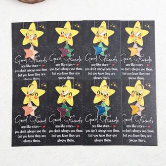 Set de 4/8 llaveros con estrella de la suerte, incluye tarjeta motivacional, recuerdo de fiesta, adecuado como regalo para familiares y amigos, regalo de aniversario, regalo de agradecimiento, adecuado para decoración colgante DIY