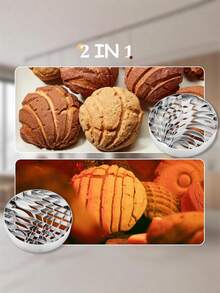 1pc Stainless Steel Mexican Bread Mold, Double-Sided Concha Stamp, Premium Metal Bread Shaper Cutter, Double-Sided Seashell Cake Mold