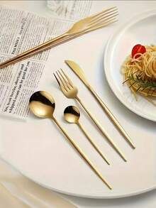 1/6件套便携式餐具套装，抛光加厚圆柄，包含刀、叉、勺、拉链收纳盒，不锈钢材质，适合学生、办公室、户外、旅行、露营、野餐等场合，便携式餐具套装，包含牛排刀、叉、勺、茶匙、餐叉、餐勺、水果叉、甜点勺，适用于家庭、餐厅、酒店、派对、婚礼等场合。 - 彩色 - 查看 9