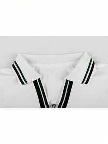 New Women's Fashion Sports Casual Shirt Collar Solid Color Top Threaded Lace Up Short Skirt Set For Women - 白色 - 查看 7