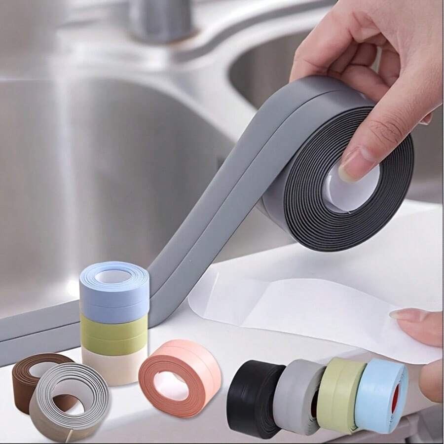 2pcs Waterproof Adhesive Tape For Kitchen & Bathroom, Wall Corner Line Sticker, Mildew-Proof Sink Crack Sealing Strip - Multicolor - View 1