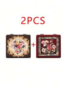 1pc Vintage European Style Wreath Design Folding Compact Vanity Mirror, Lightweight Portable Handheld Mirror, Durable PU Leather & Metal Vacuum Plating, Suitable For All Occasions And Users, Foldable Square Pocket Mirror,Giveaways,Travel,Cheap Stuff,Travel Essential - Multicolor - View 12
