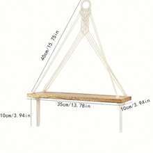 双层乡村风木质悬浮置物架，波西米亚风墙面装饰套装，适用于卧室、浴室、客厅、儿童房、宿舍，可用于展示植物和照片。
