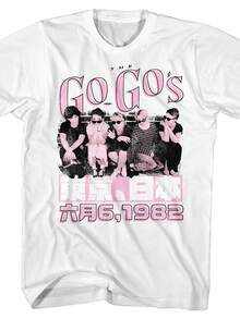 The Go-Go's Vintage 1982 Band Graphic Tee - White Retro Punk Rock Shirt With Go-Go's Members, Official '82 Tour Design - Regular Fit T-Shirt For Concerts, Casual Wear & 80s Throwback Parties, Concert Outfit, Breathable Material, Short Sleeve Top, PLUS SIZE - 白色 - 查看 1