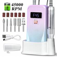 LIMEGIRL Máy mài móng tay điện sạc lại được, tốc độ 45.000 vòng/phút, máy dũa móng tay điện cầm tay kèm 6 mũi khoan, máy làm móng điện chuyên nghiệp cho móng acrylic, dụng cụ chăm sóc móng và chân, thích hợp sử dụng tại nhà và salon. - Nhiều màu - Xem 12