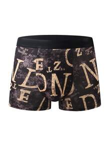 4pcs Men's Boxer Briefs, Fashion Letter Print Lightweight Breathable Underwear, Assorted Letter Graphic Patterns - Multicolor - View 3