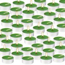200-Pack Aromatherapy Tea Candles With 4-Hour Burn Time, Spring Scented Candles, Suitable For Home Blessings, Weddings, Festivals, And Emergencies (Dark Green) - Green - View 4