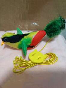 1个会鸣叫的鸟形猫玩具，互动式猫玩具，可发出逼真的鸟鸣声 - 无需电池，可悬挂拆卸玩耍 - 采用合成聚酯羽毛制成，适合所有猫咪品种，可用作逗猫玩具，模拟鸟类玩耍和鸣叫声。 - 彩色 - 查看 8