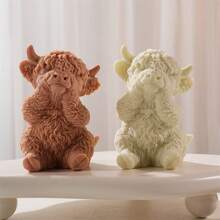 高地牛硅胶蜡烛模具动物大豆蜡硅胶模具小雕像动物爱好者家居装饰品 - 粉色 - 查看 12