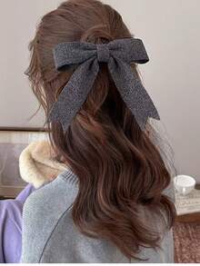 1/3件装针织蝴蝶结丝带鸭嘴夹女孩发饰单字夹后发夹头饰发带 - 彩色 - 查看 4