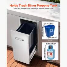 Outdoor Kitchen Trash Drawer, 13.54"W X 19.61"D X 25.79"H Interior Storage, Multi-Purpose Outdoor Kitchen Drawers Stainless Steel, 55 Lbs Max Capacity Per Tier, For Outdoors BBQ Island Kitchens - 14.5"W*26.5"H*18.5"D - View 2