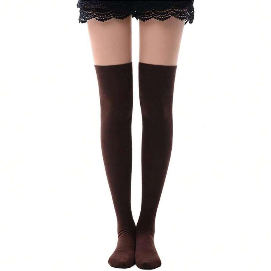 Women's Over Knee High Socks, Tube Dresses Fashion Cotton Thigh High Socks Stockings Cosplay Socks,36065526 - 棕色 - 查看 1