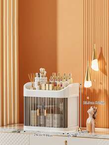 大容量三层双门化妆品收纳盒，浅黄色，抽屉式设计，可收纳梳妆配件、珠宝首饰、化妆刷、香水等，是送给女性的完美礼物，也是情人节和开学季的理想之选。 - 彩色 - 查看 13