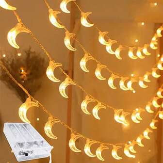 1pc Bubble Moon String Light Ramadan Mubarak 10/20/30/40 LED Hanging Fairy Lamp Battery Powered Suitable For Living Room Home Bedroom Ramadan Festival Party Eid Mubarak Decoration