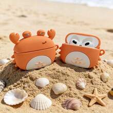 1pc Cute 3D Alien Bluetooth Earphone Protective Case, Compatible With Apple 1/2/3/4/Pro/Pro, Beach Crab