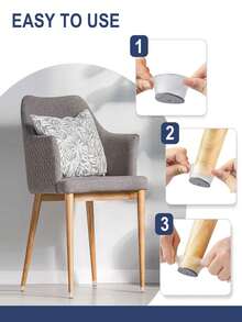 12个装硅胶椅腿地板保护垫，磨砂防滑椅腿套，底部带毛毡，防刮擦、降噪，圆形家具垫，适用于家庭和商业用途 - 淺灰色 - 查看 2