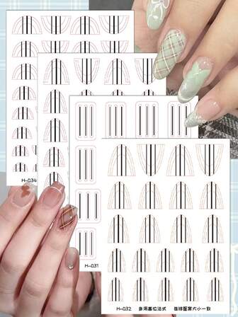2 Sheets French Tip Nail Guide Stickers, Minimal Arch & Line Nail Art Strips, DIY Geometric Manicure Design Decals