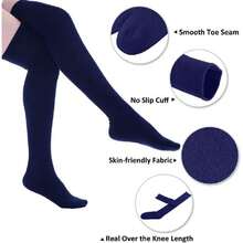 Women's Over Knee High Socks, Tube Dresses Fashion Cotton Thigh High Socks Stockings Cosplay Socks,36065530 - 藍色 - 查看 5