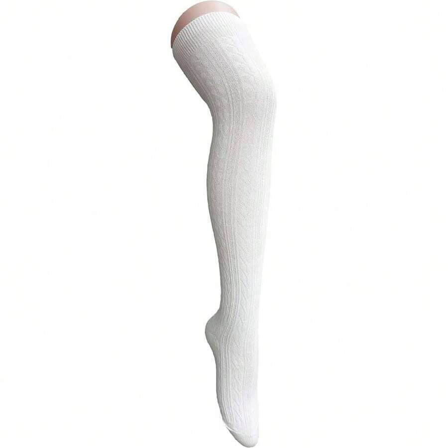 Thigh High Socks Long Over Knee High Socks For Women Casual Athlete Striped Knee High Stocking,36066827 - 白色 - 查看 1