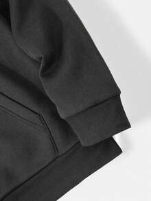 男士宽松保暖印花卫衣，秋冬季时尚街头风 - 深灰色 - 查看 3