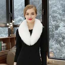 Women Faux Fur Collar Furry Neck Warmer Detachable Collar Warm Scarf For Winter Fall - trắng - Xem 3