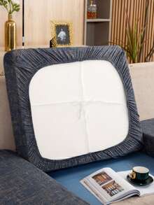 1件灰色牛奶丝印花弹力沙发座垫套 - 灰色 - 查看 6