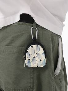 1pc Penguin, Flamingo, Sloth, Paw Print, Dinosaur Pattern Coin Purse Card Holder, Lightweight Pouch With Clip For Coins, Cards, Accessories, Keys, Ideal As Multipurpose Organizer Pouch For Girls And Boys, Great Gift For Friends - Multicolor - View 2