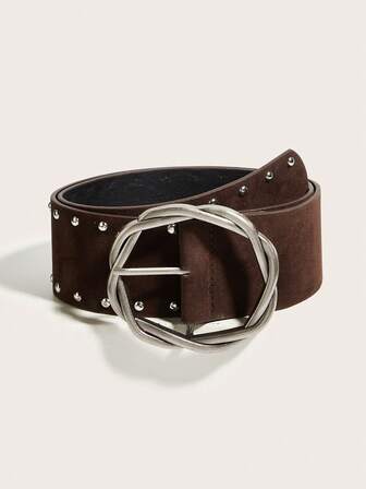 1pc Women's Retro Maillard Style Wide Waist Belt, Classic PU Leather Belt, Fashion Accessory Suitable For Pants And Dresses