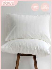 1pc 100% Cotton 3D Bubble Gauze Pillowcase, Natural Texture, Lightweight & Elegant, Cloud-Like Soft, Envelope Closure, Pillow Insert Not Included - White - View 1