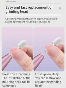 专业低噪音无线便携式电动指甲锉套装，指甲磨甲器配备多个磨头，可用于去除、打磨、修剪和抛光指甲，可充电无绳指甲钻，速度可调，小巧轻便，方便旅行度假携带，300mAh电池 - 彩色 - 查看 6