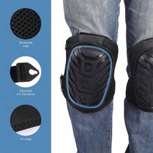 2pcs Professional Knee Pads For Work Breathable Heavy Duty Foam Padding Gel Construction Knee Pads With Strong Double Straps Comfortable Knee Protection For Indoor And Outdoor Use - Black - View 2