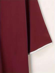 New Middle Eastern Arabic Long Robe With Embroidered Pocket, Muslim Men's Robe - Burgundy - View 6