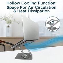 Soporte giratorio ergonómico Uncaged Ergonomics para computadora portátil y iPad con rotación de 360° ajuste de altura y enfriamiento de metal - Gris espacial - Ver 6