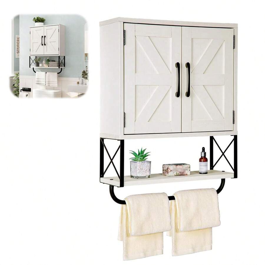 Moderno Mueble de Baño Minimalista de Tres Niveles con Dos Puertas, Botiquín Mueble de Pared, Ideal para Baño y Salón, Fácil de Montar - Blanco - Ver 1
