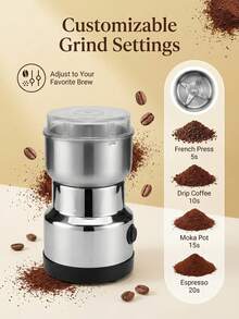 200W Molinillo de café y especias de acero inoxidable, eléctrico con enchufe, diseño compacto, operación con un solo toque, adecuado para la cocina del hogar - Tipo de Enchufe A Japonés (100V) - Ver 7