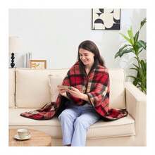 XING YE CHUAN Fleece Wearable Blanket, Comfy Poncho Throw With Buttons, Plush Sleeveless Blankets, For Women Cape Wrap Coveru2026 - ColorJ - 查看 4