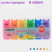 Bộ bút huỳnh quang mini, bút huỳnh quang Macaron 6 màu, lý tưởng để đánh dấu trang và bảo vệ mắt của học sinh trong khi viết - Nhiều màu - Xem 19