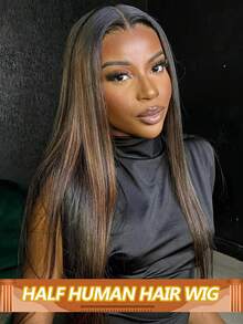 亮点：蜂蜜色假发，半头机织假发，直发假发，巴西发，女士易戴易走假发，150%密度 - S1/30 - 查看 1