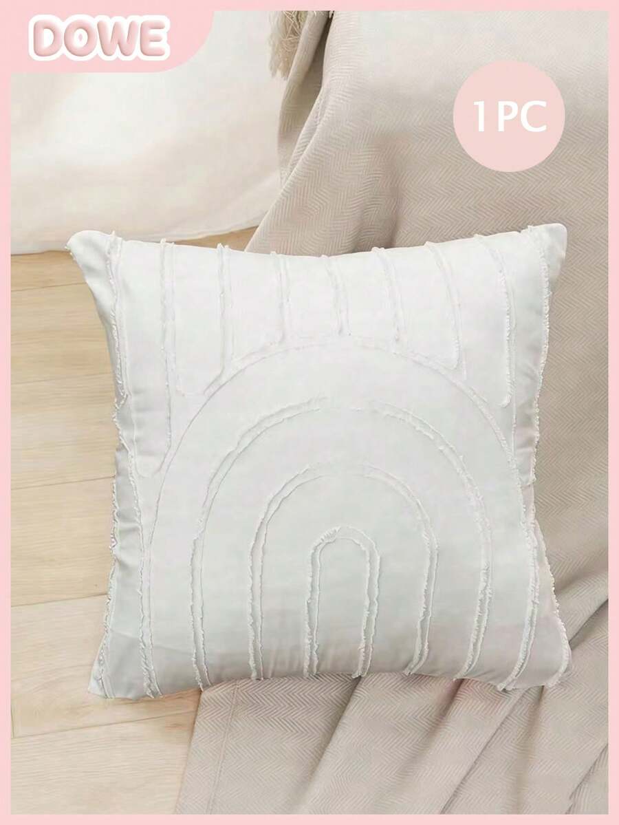 1pc 3D Floral Pattern Pillowcase (Pillow Insert Not Included), Lightweight & Breathable, Soft & Comfortable, Bedroom Decor, Living Room Sofa Decor - White - View 1
