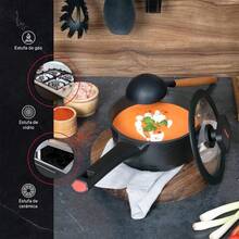 Olla Cacerola de Aluminio con Revestimiento Antiadherente 100% Libre de PFOA Negro 16 cm - Multicolor - Ver 6