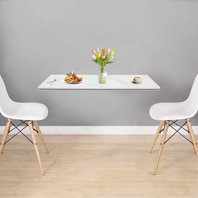 MDF Metal Wall Mounted Folding Table Marble Pattern For Christmas Small Space Use