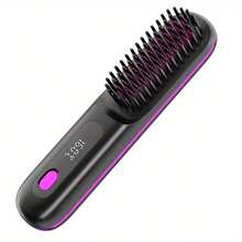 2025 New Hair Straightener Brush - Cordless Hair Straightening,Compact & Travel-Friendly With LED Display Anti-Scald Mini Hot Straightening Comb For Women - 黑色 - 查看 11