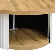 Round Coffee Table And Side Table Set, Modern Living Room Table With Vertical Stripe Pattern Made Of MDF, Space-Saving And Flexibly Combinable, Side Table For Apartment Living Room - White - View 10