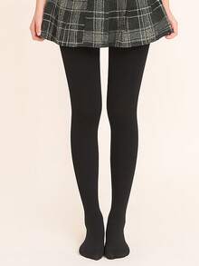 1雙女孩素色休閒褲襪適用於日常生活 - 黑色 - 查看 1
