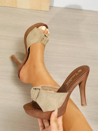 Women's Summer High Heel Sandals, Versatile, Lightweight, Slip-On, Suede, Comfortable