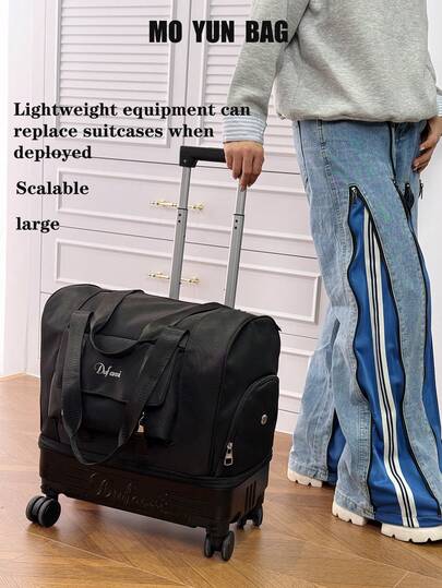 Large Capacity Wheeled Garment Bag, Removable Trolley Handle Weekend Bag, Travel Bag, Overnight Bag, Luggage Cover, Wheeled Bag, Short Business Travel Bag, Oxford Cloth Maternity Travel Bag, Suitable For Travel, Vacation, Back To School, Tourism, Dormitory, College Students, High School Students Luggage Bag Duffle Bag Travel Organizer Cruise Essential Vacation Essentials For Men Women Travel Essential Holiday Essential Travel Must Haves