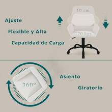 FurnitureR Silla Oficina para el Hogar con Respaldo Medio Silla Escritorio Tapizada Chenilla con Reposabrazos Silla Giratoria Altura Ajustable Silla Trabajo Ergonómica Beige - Beis - Ver 7