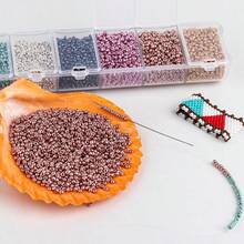 1 caja de 24 colores de cuentas de vidrio minimalistas de moda y brillantes, en tamaños de 2mm-3mm-4mm, suministros para hacer joyas DIY para collares, pulseras, móviles, borlas y manualidades - Perlas de arroz de 3 mm - Ver 5