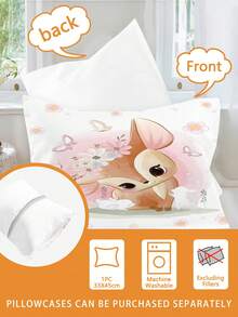 2PCS Pink Princess Style Cartoon Deer Print Duvet Cover Set 100 Polyester For InfantsMachine Washable For Newborn Bed Crib Holiday Gift - Multicolor - View 5