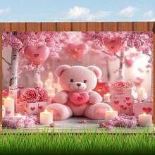 1 tấm phông nền trang trí ngày Valentine hình gấu bông màu hồng - Thiết kế trái tim và bóng bay lãng mạn, chất liệu polyester, thích hợp cho phòng khách, phòng ngủ, văn phòng, sinh nhật, kỷ niệm và trang trí tiệc, sử dụng trong nhà/ngoài trời, trang trí ngày Valentine. - Nhiều màu - Xem 3